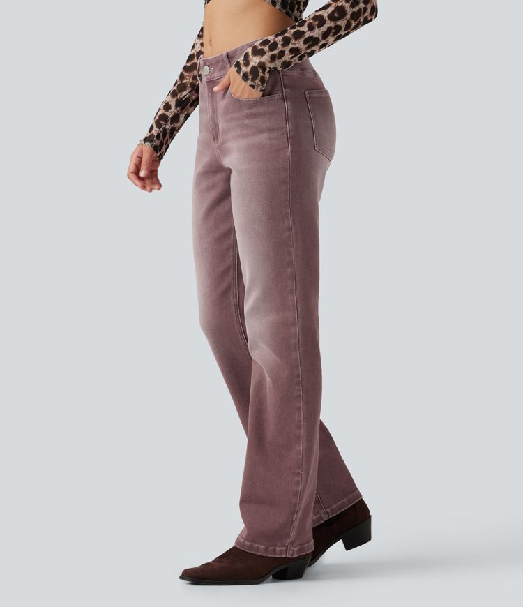 Low Rise Bootcut Colorful Casual Jeans with Pockets Low Rise Bootcut Colorful Casual Jeans with Pockets