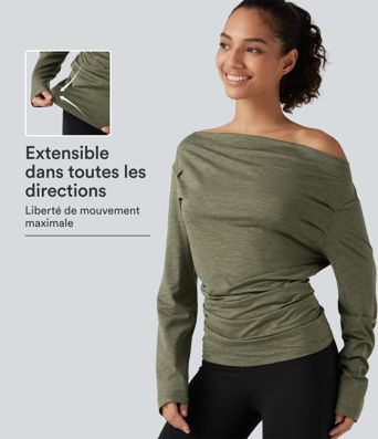 Haut de sport yoga épaules dénudées à manches longues Haut de sport yoga épaules dénudées à manches longues