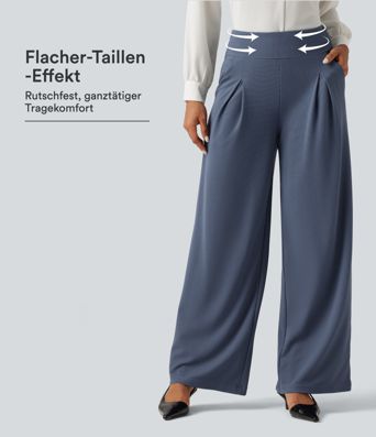 Bürohose mit hohem Bund, Seitentaschen und weitem Bein Bürohose mit hohem Bund, Seitentaschen und weitem Bein