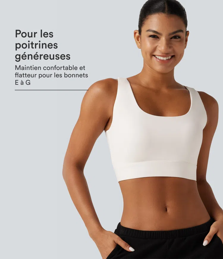 Brassière de training Halara UltraSculpt™ dos nu à maintien moyen avec boucle réglable et coussinets amovibles, bonnets E à G