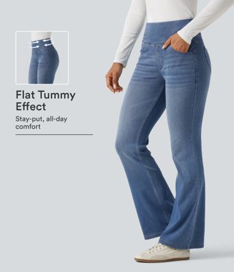 Halara Flex™ High Waisted Tummy Control Bootcut Casual Jeans with Pockets Halara Flex™ High Waisted Tummy Control Bootcut Casual Jeans with Pockets