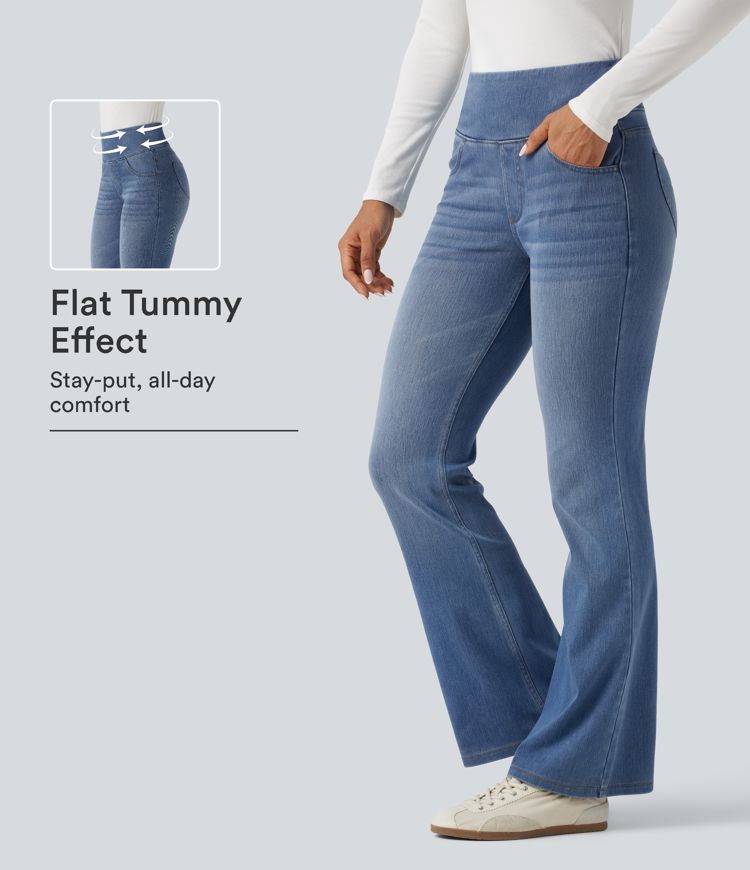 Halara Flex™ High Waisted Tummy Control Bootcut Casual Jeans with Pockets Halara Flex™ High Waisted Tummy Control Bootcut Casual Jeans with Pockets