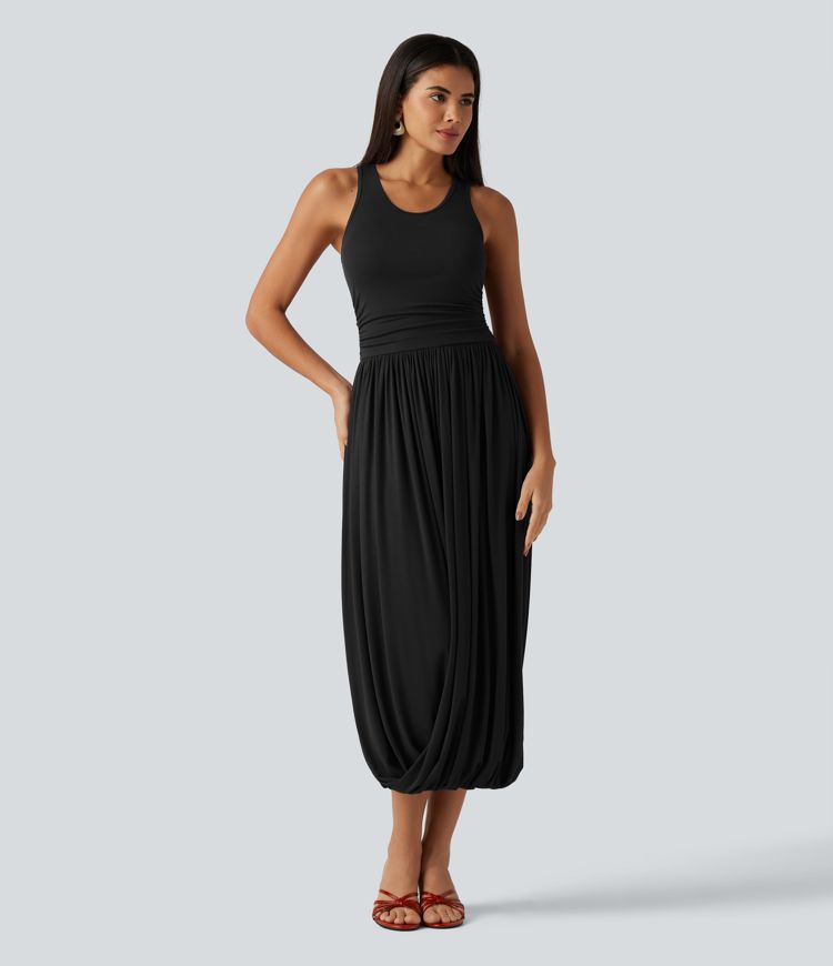 Round Neck Sleeveless Casual Midi Dress