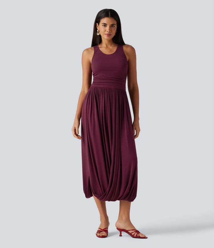 Round Neck Sleeveless Casual Midi Dress