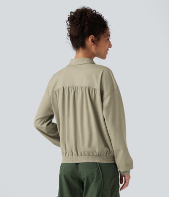 Lässige Langarmjacke mit Taschen