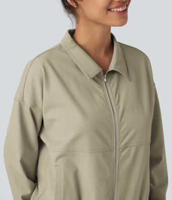 Lässige Langarmjacke mit Taschen