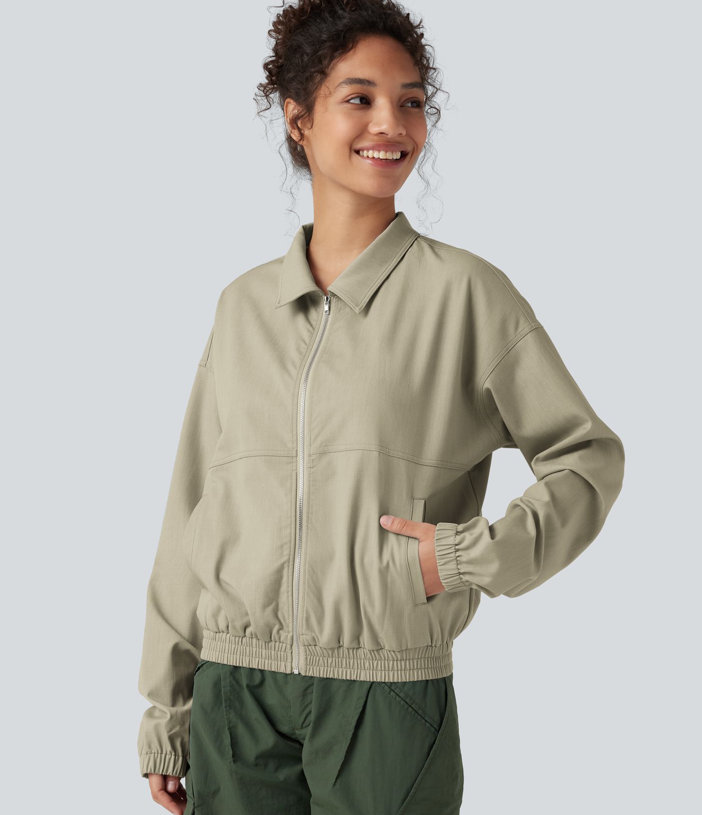 Lässige Langarmjacke mit Taschen Lässige Langarmjacke mit Taschen