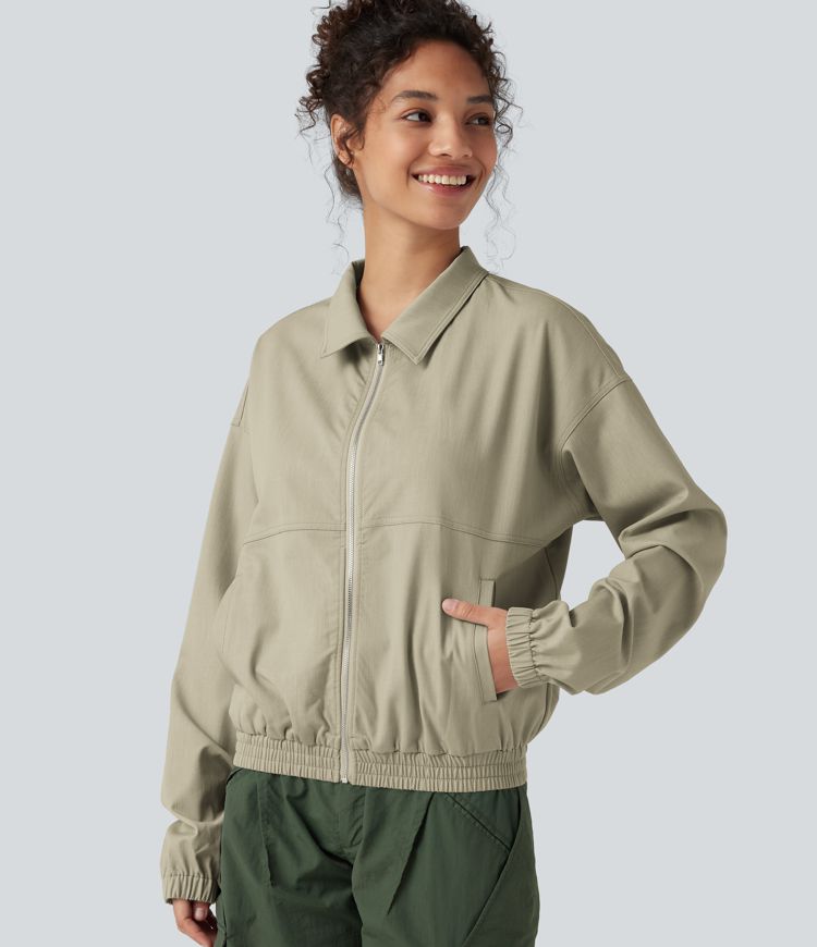Lässige Langarmjacke mit Taschen