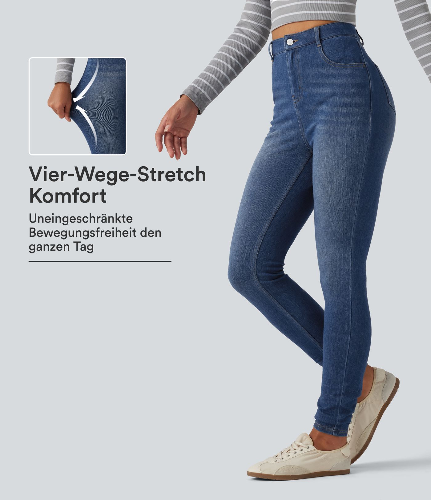 Halara Flex™ - Lässige Jeans mit hohem Bund und mehreren Taschen Halara Flex™ - Lässige Jeans mit hohem Bund und mehreren Taschen