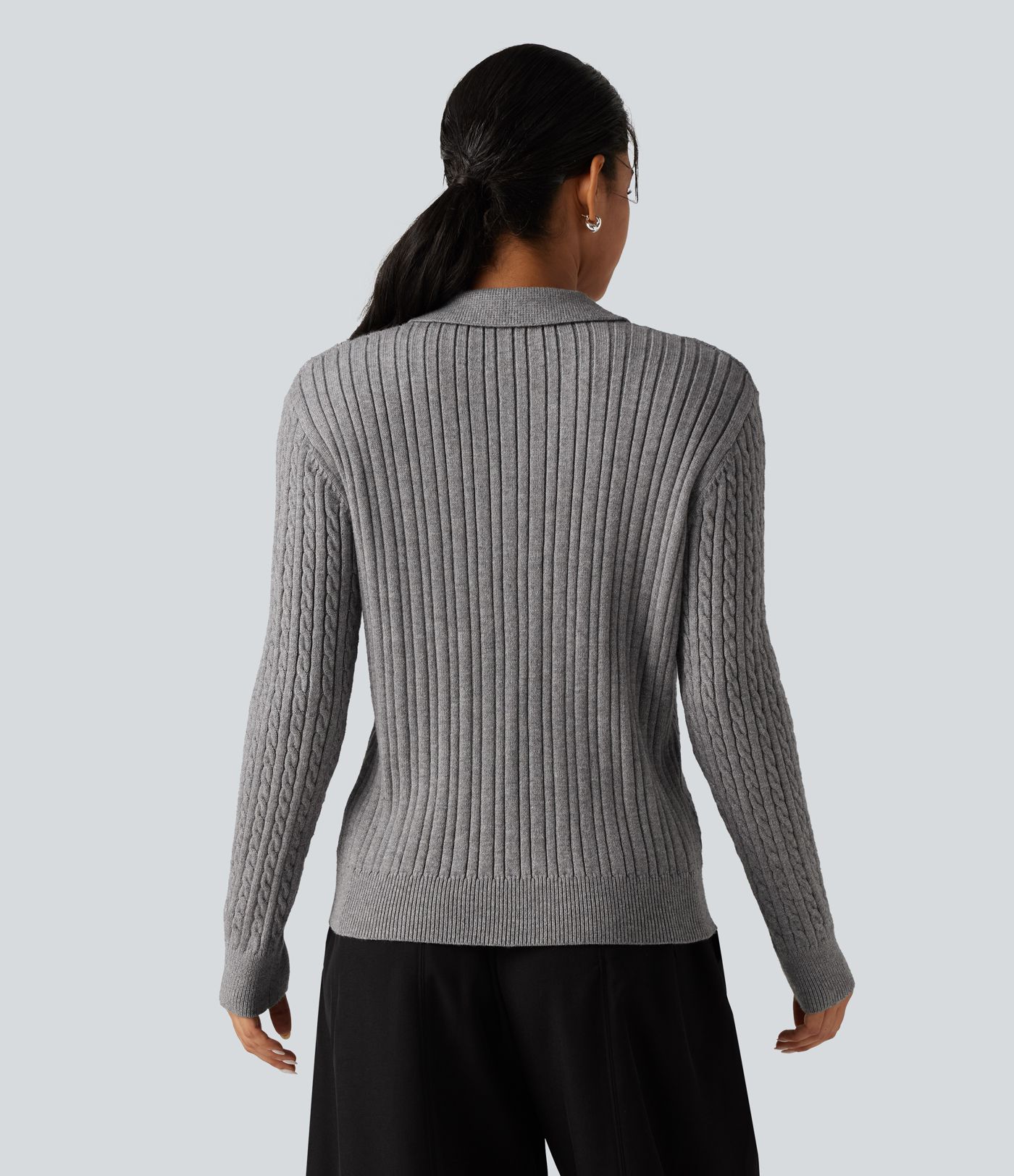 Lapel Long Sleeve Work Sweater Lapel Long Sleeve Work Sweater