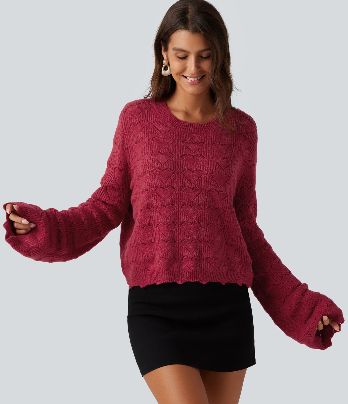 Round Neck Dropped Shoulder Long Sleeve Casual Sweater Round Neck Dropped Shoulder Long Sleeve Casual Sweater