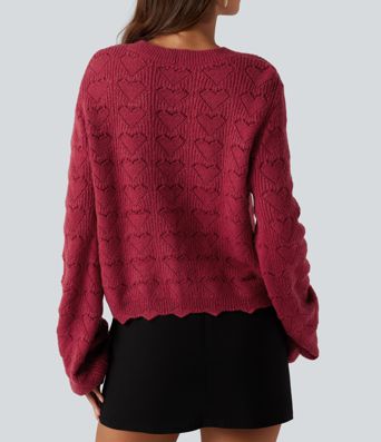 Round Neck Dropped Shoulder Long Sleeve Casual Sweater Round Neck Dropped Shoulder Long Sleeve Casual Sweater