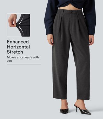 High Waisted Tapered Work Pants with Pockets