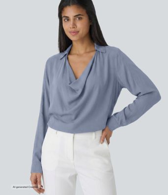 Cowl Neck Long Sleeve Casual Top