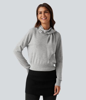Scarf Tie Long Sleeve Casual Sweater Scarf Tie Long Sleeve Casual Sweater