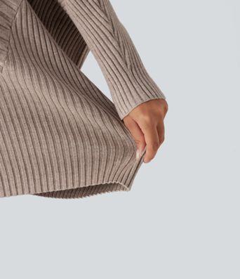 High Neck Batwing Long Sleeve Oversized Casual Sweater