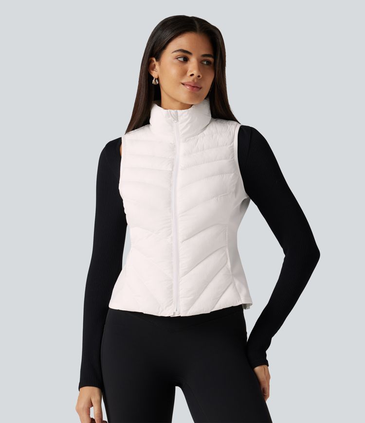 High Neck Slim Casual Padded Vest with Pockets High Neck Slim Casual Padded Vest with Pockets