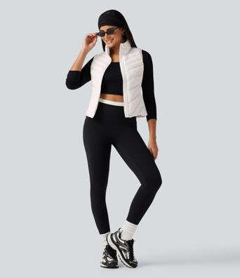 High Neck Slim Casual Padded Vest with Pockets High Neck Slim Casual Padded Vest with Pockets