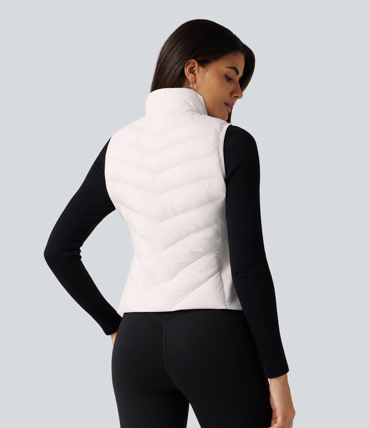 High Neck Slim Casual Padded Vest with Pockets High Neck Slim Casual Padded Vest with Pockets