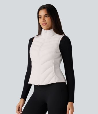 High Neck Slim Casual Padded Vest with Pockets High Neck Slim Casual Padded Vest with Pockets