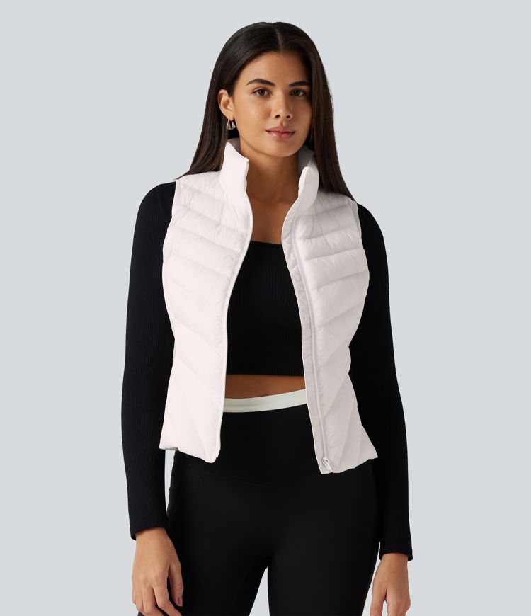 High Neck Slim Casual Padded Vest with Pockets High Neck Slim Casual Padded Vest with Pockets