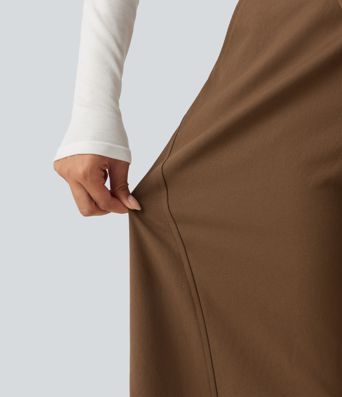 Mid Rise Asymmetric Baggy Casual Pants with Pockets