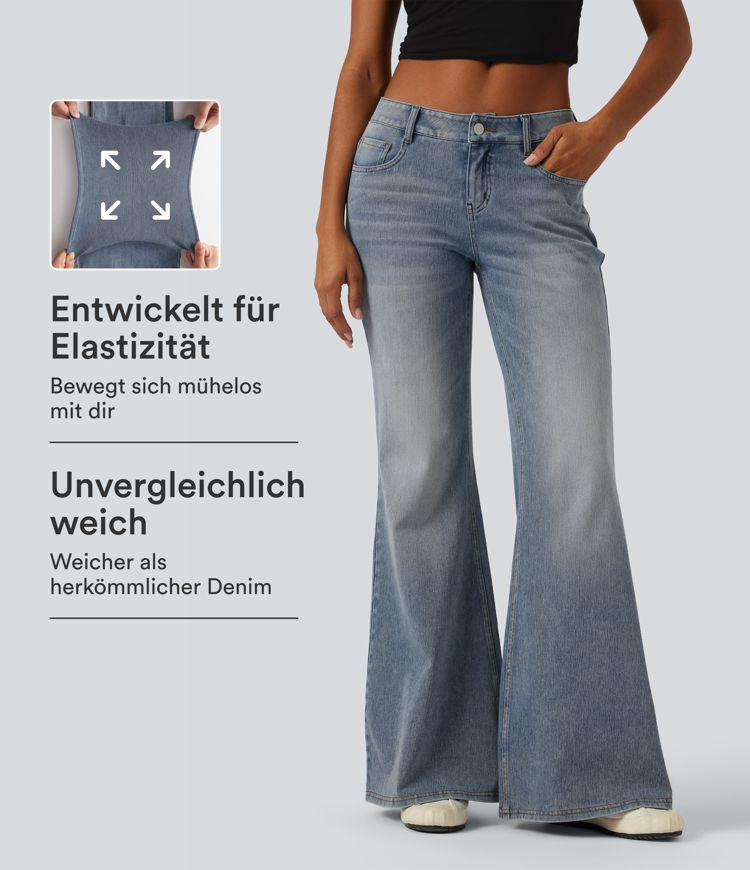 Halara Flex™ - Lässige Flare-Jeans mit niedrigem Bund und mehreren Taschen Halara Flex™ - Lässige Flare-Jeans mit niedrigem Bund und mehreren Taschen