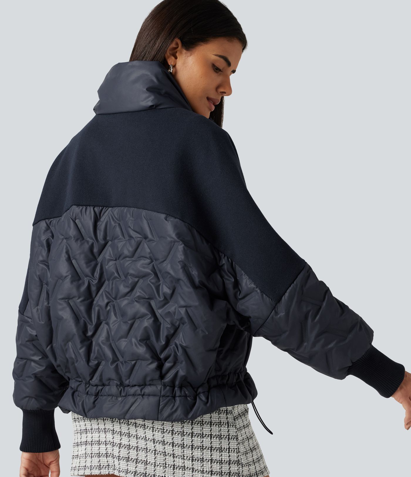 High Neck Long Sleeve Casual Padded Jacket with Pockets