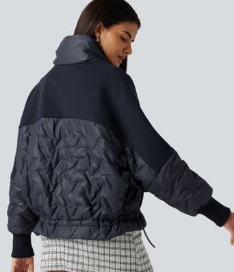 High Neck Long Sleeve Casual Padded Jacket with Pockets