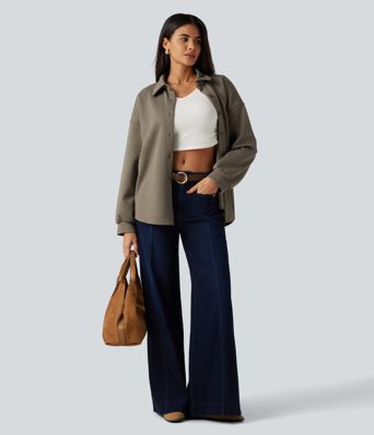 Lässige Jacke mit Kragen, langen Ärmeln und geometrischem Muster