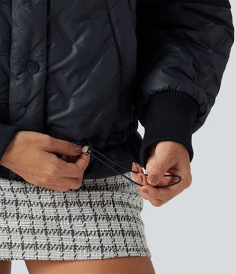 High Neck Long Sleeve Casual Padded Jacket with Pockets