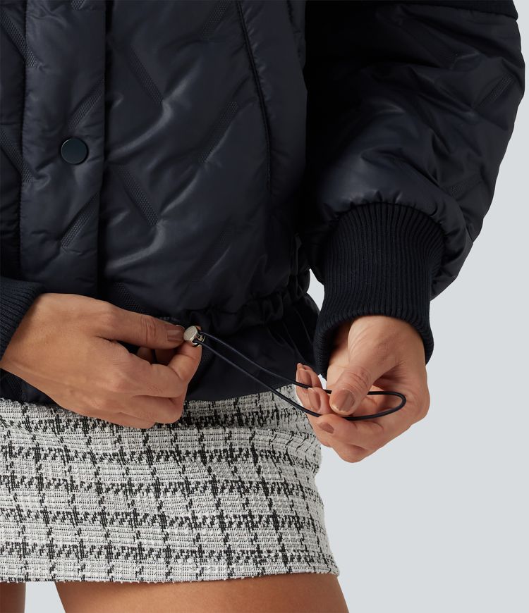 High Neck Long Sleeve Casual Padded Jacket with Pockets