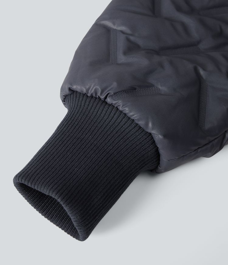 High Neck Long Sleeve Casual Padded Jacket with Pockets