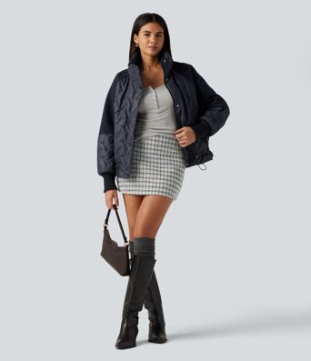 High Neck Long Sleeve Casual Padded Jacket with Pockets