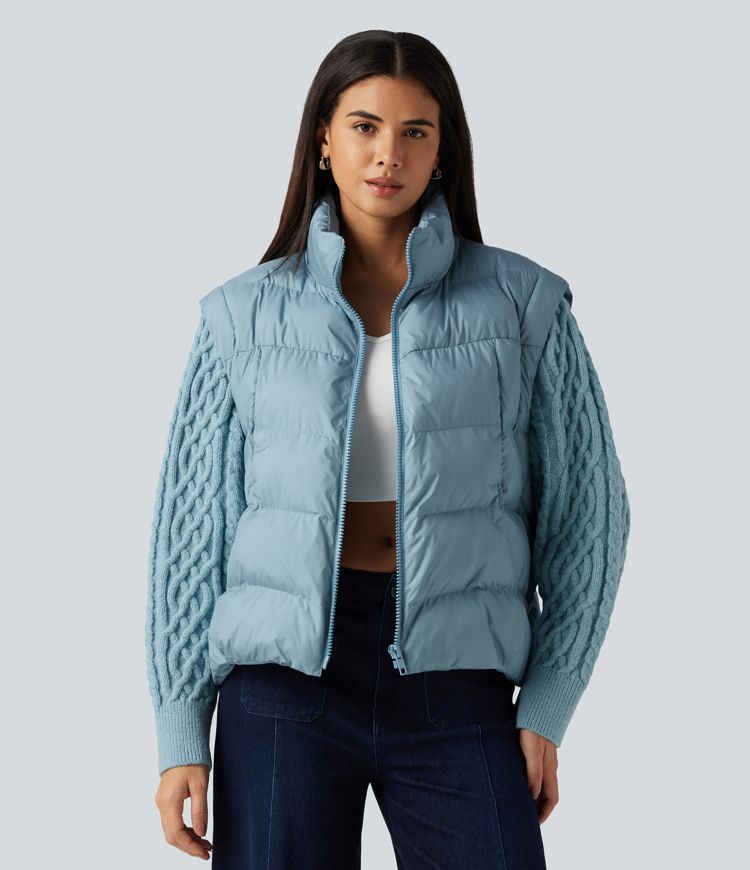 High Neck Long Sleeve Casual Padded Jacket with Pockets