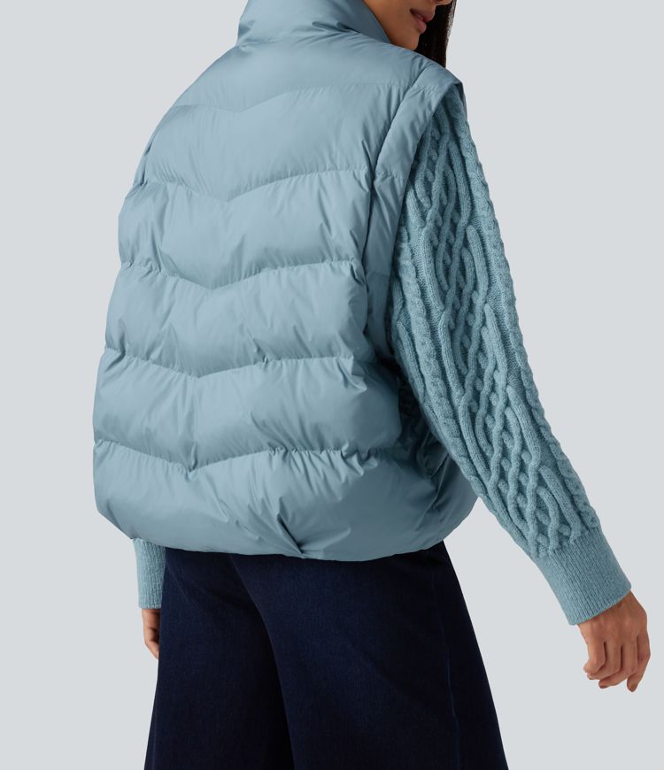 High Neck Long Sleeve Casual Padded Jacket with Pockets