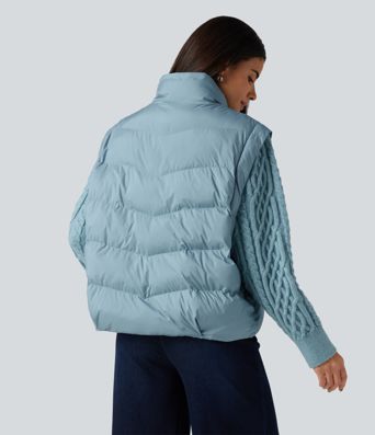 High Neck Long Sleeve Casual Padded Jacket with Pockets