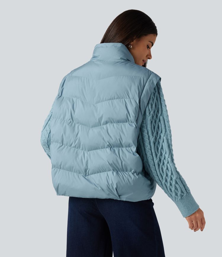 High Neck Long Sleeve Casual Padded Jacket with Pockets