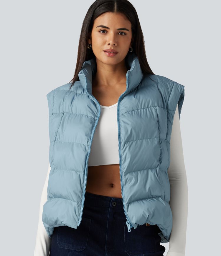 High Neck Long Sleeve Casual Padded Jacket with Pockets