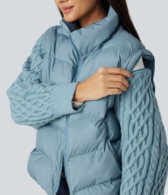 High Neck Long Sleeve Casual Padded Jacket with Pockets
