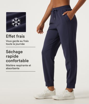 Pantalon de jogging de running effet frais InstantCool à séchage rapide, taille mi-haute, cordon de serrage et coupe fuselée avec poches