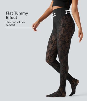 Softlyzero™ High Waisted Tummy Control Contrast Lace Casual Leggings