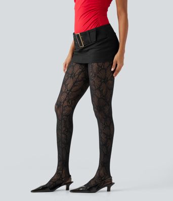 Softlyzero™ High Waisted Tummy Control Contrast Lace Casual Leggings