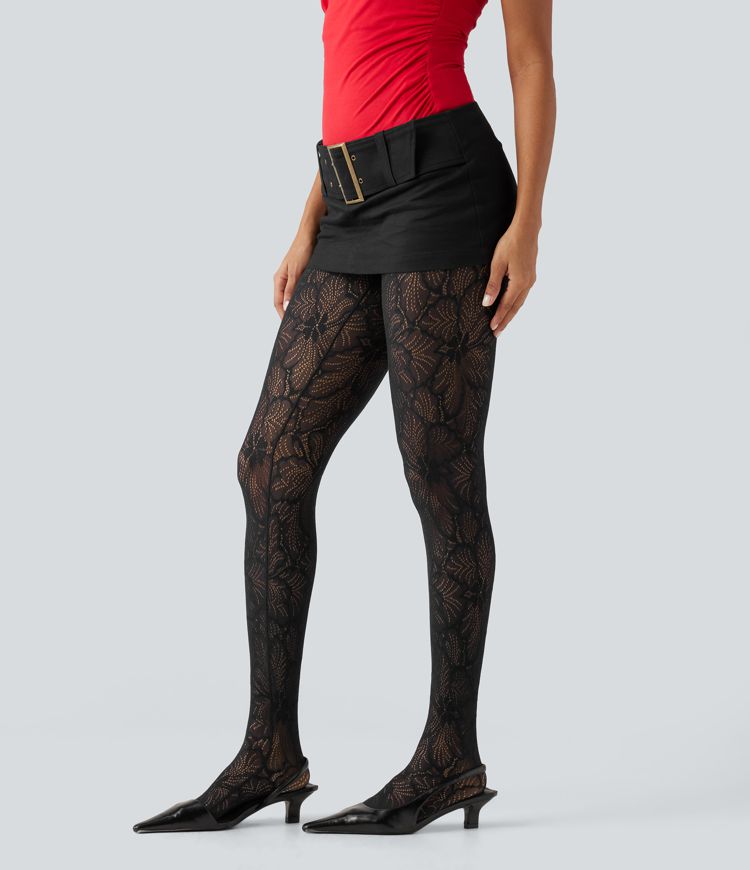 Softlyzero™ High Waisted Tummy Control Contrast Lace Casual Leggings