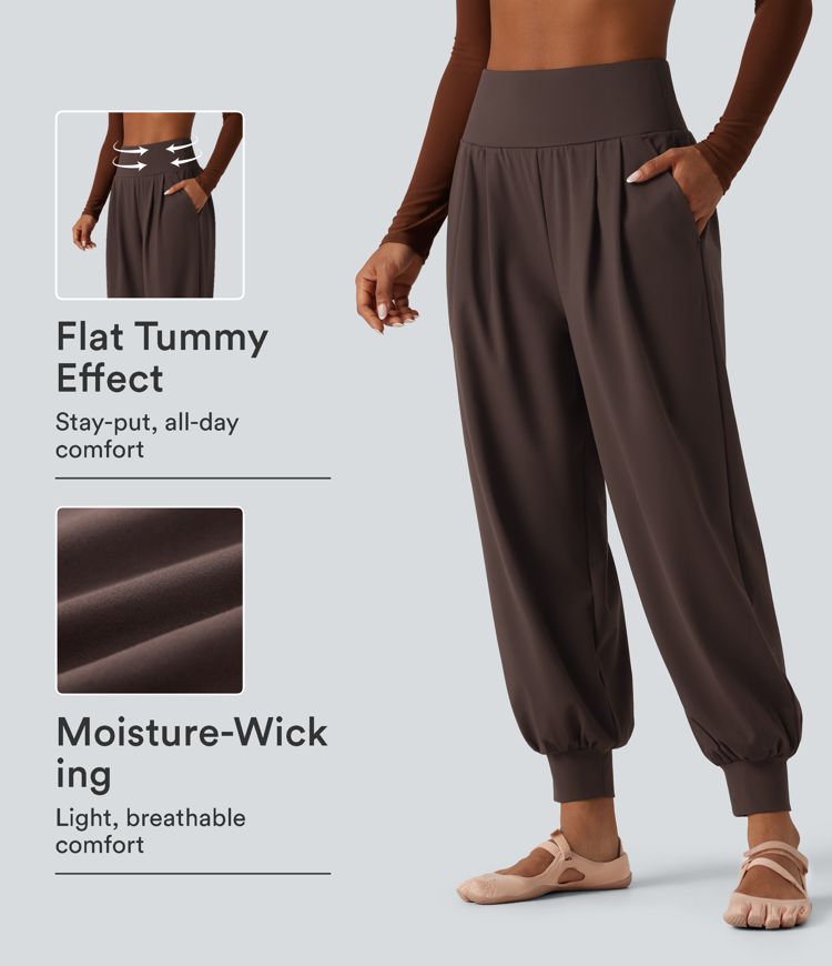Jogger de yoga taille haute à effet gainant pour le ventre, avec poches Jogger de yoga taille haute à effet gainant pour le ventre, avec poches