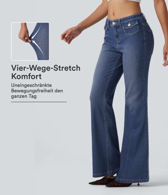 Halara Flex™ - Lässige Jeans mit niedrigem Bund und mehreren Taschen