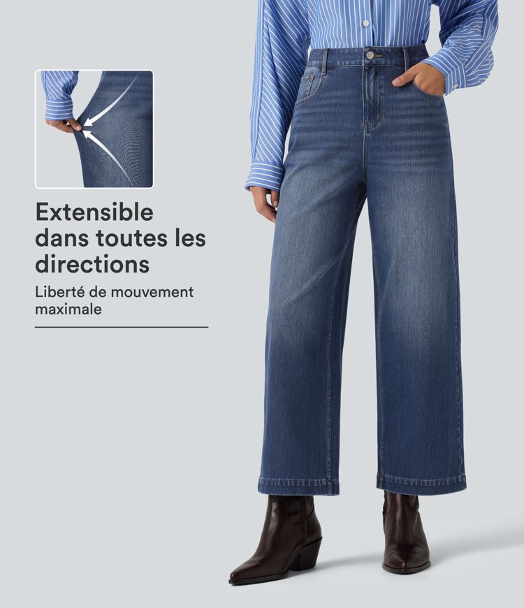Halara Flex™ vaqueros informales de talle alto y pierna ancha con bolsillos Halara Flex™ vaqueros informales de talle alto y pierna ancha con bolsillos