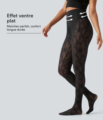 Legging taille haute gainant avec dentelle contrastée Legging taille haute gainant avec dentelle contrastée