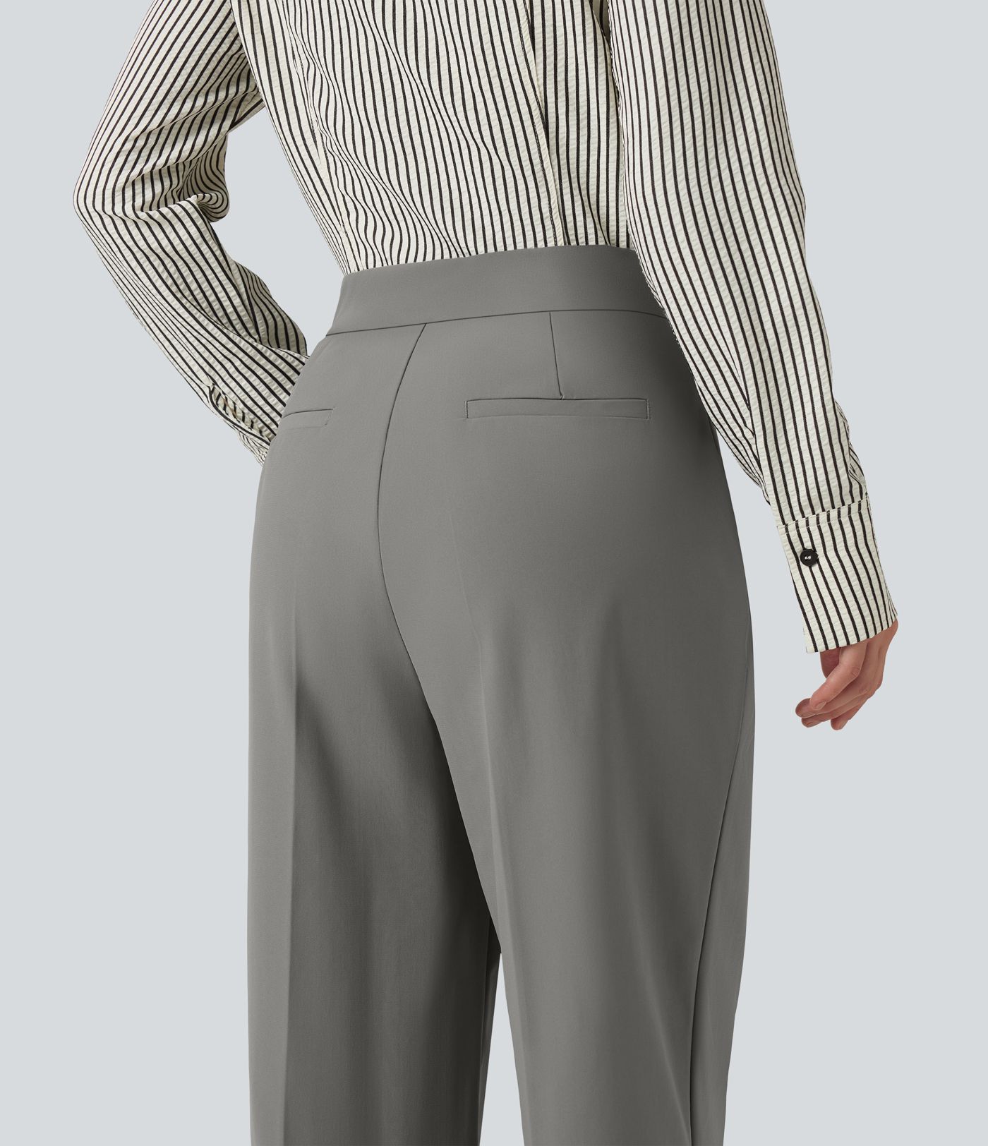 Pantalon de travail ample taille haute anti-froissage avec poches