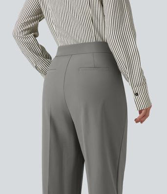Pantalon de travail ample taille haute anti-froissage avec poches